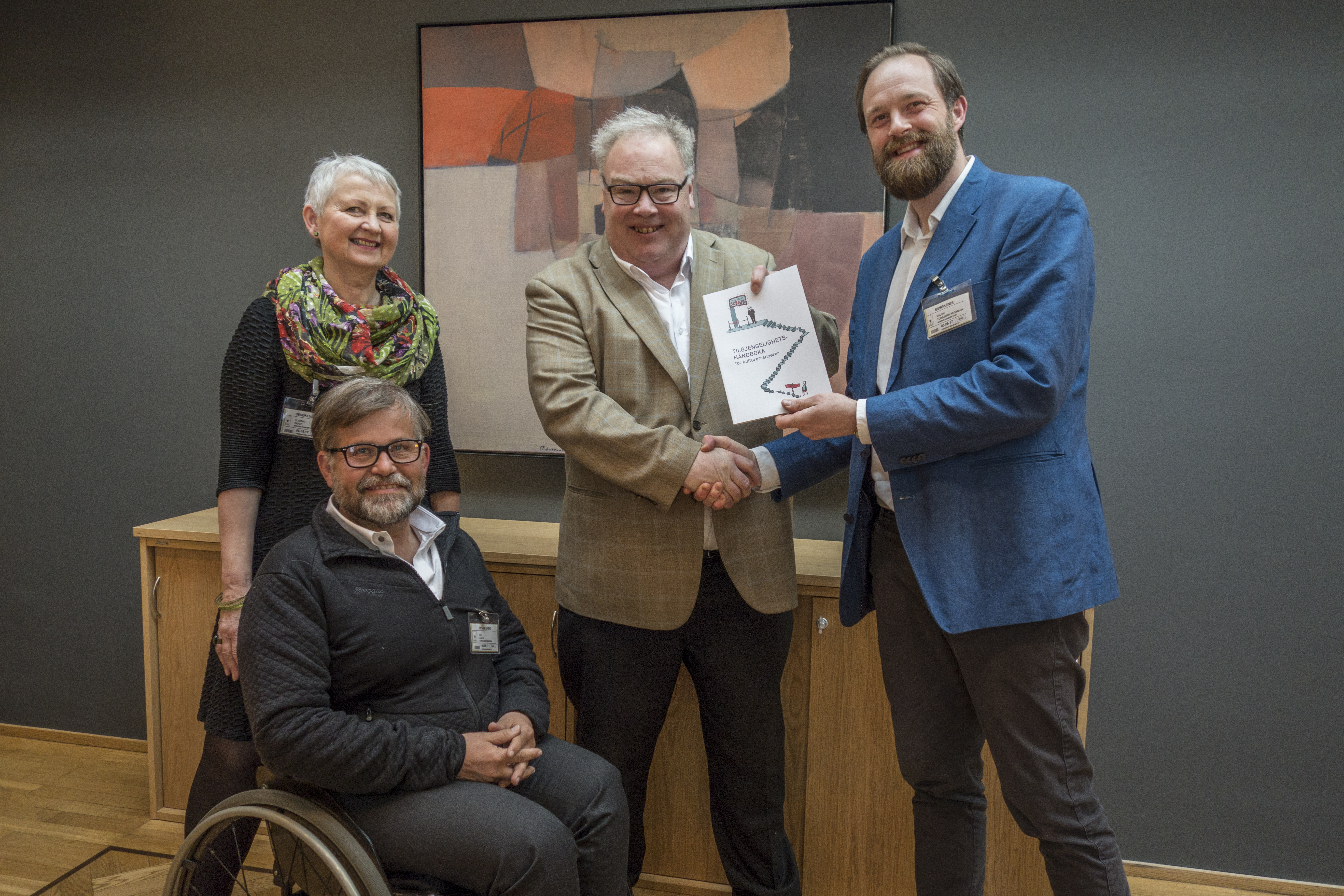 Lansering av Tilgjengelighetshåndboka for Kulturarrangører. Fra venstre: Berit Vordal, Cato Lie, Bård Folke Fredriksen, Torbjørn Heitmann Valum.