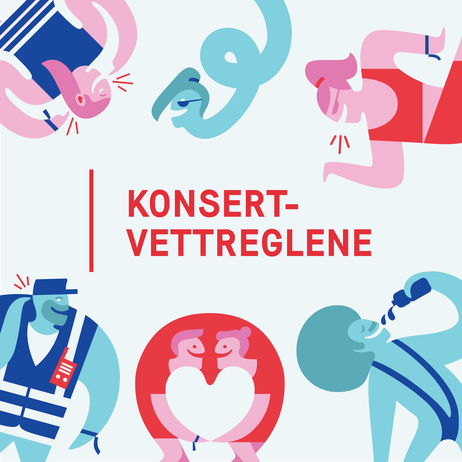 Dekorativ illustrasjon av konsertvettreglene.