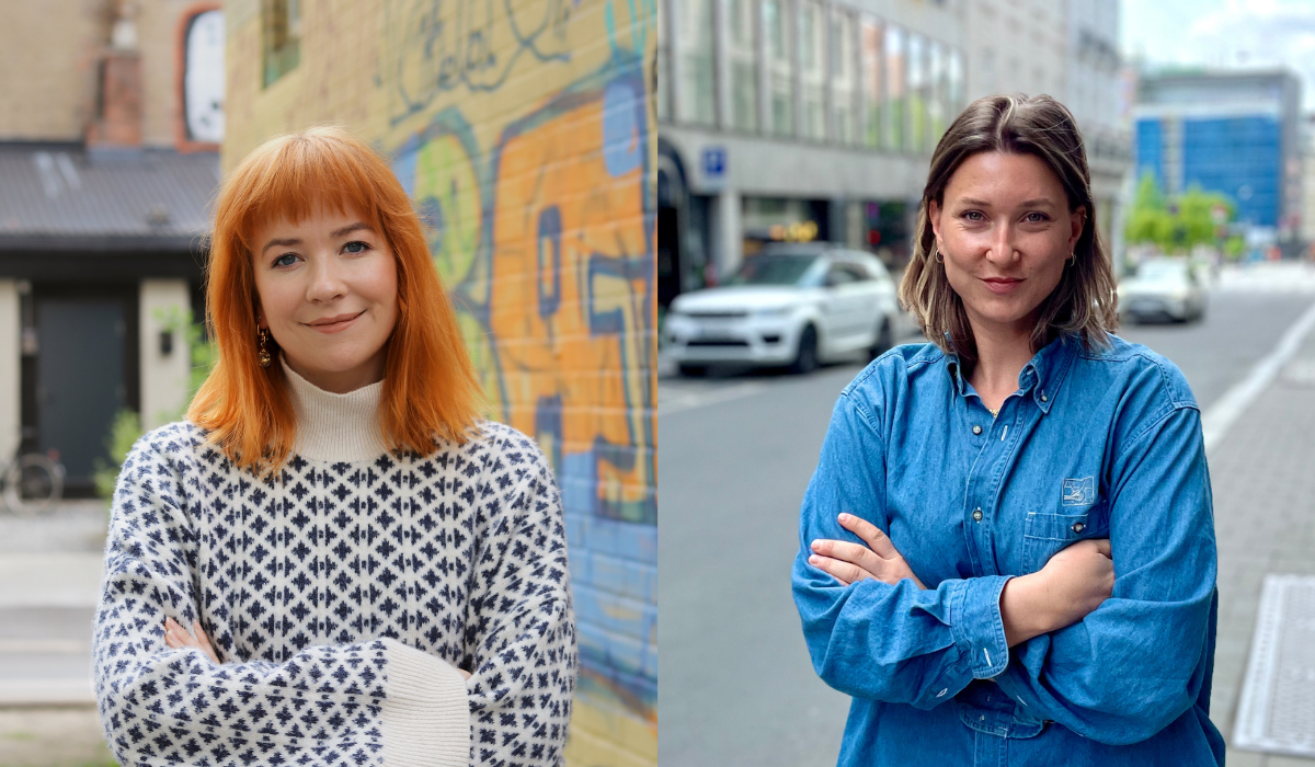 Marte og Nora er NKAs nye tilskudd på kontoret. Begge smiler vennlig mot oss med armene i kryss.